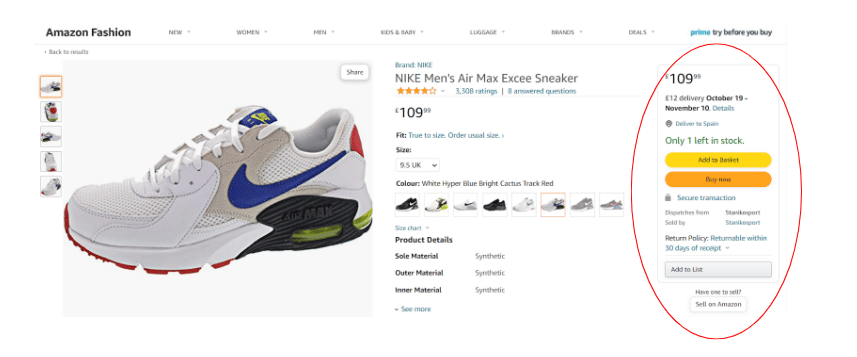 amazon buy box nike shoe example