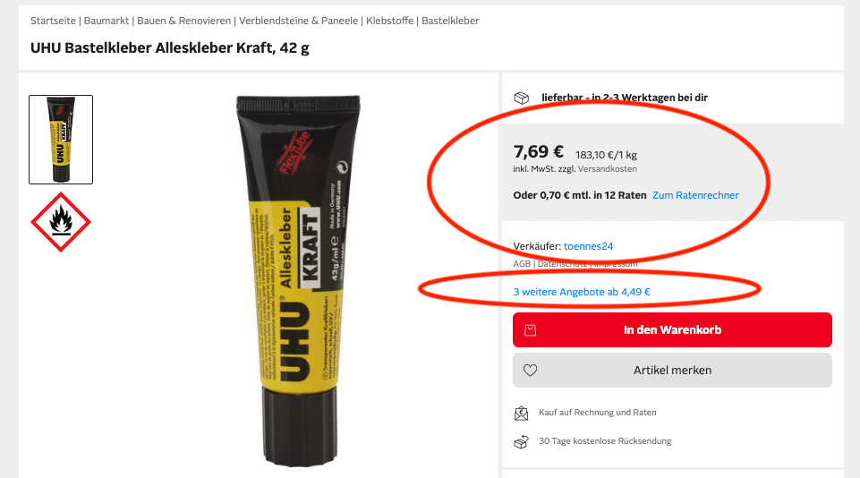 Marktplätze Otto Buy Box Beispiel