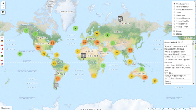 CoinMap map 5218 merchants on August 19-new