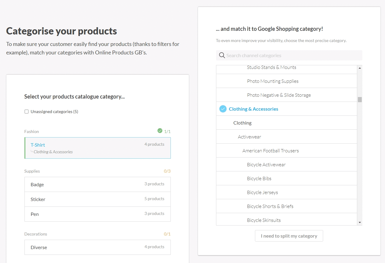 categorise products