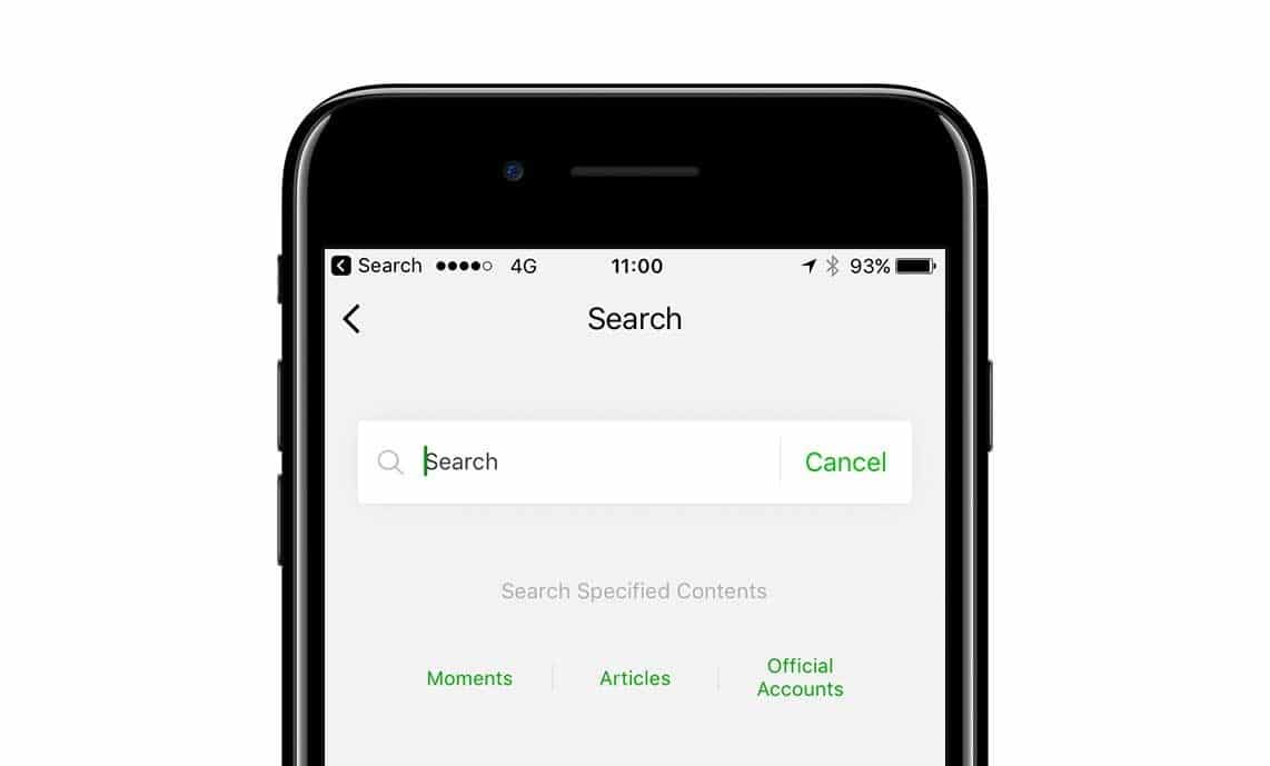 WeChat’s native search displays internet results, social media posts, and direct messages