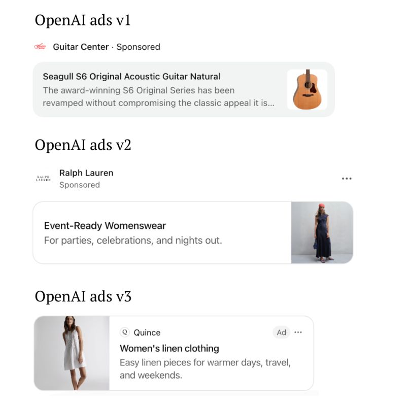 ChatGPT Ads examples